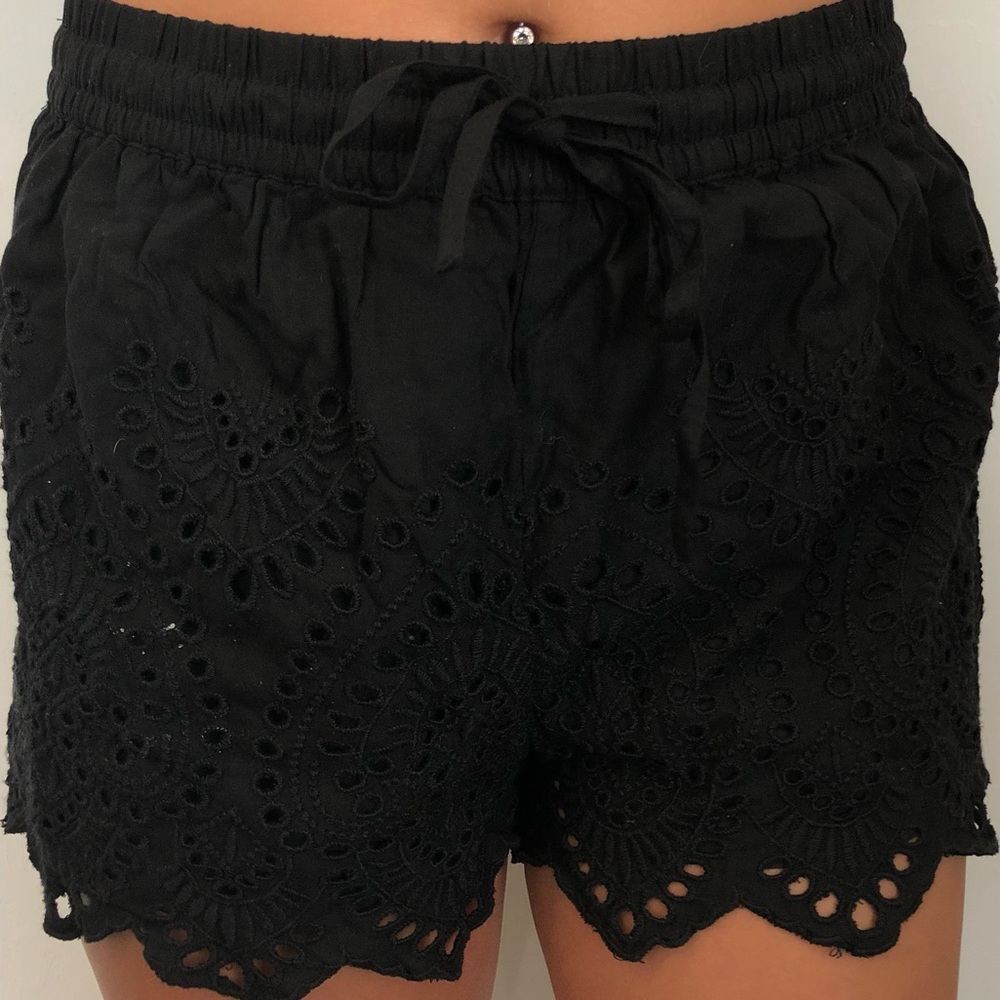 Black Broderie Anglaise Shorts